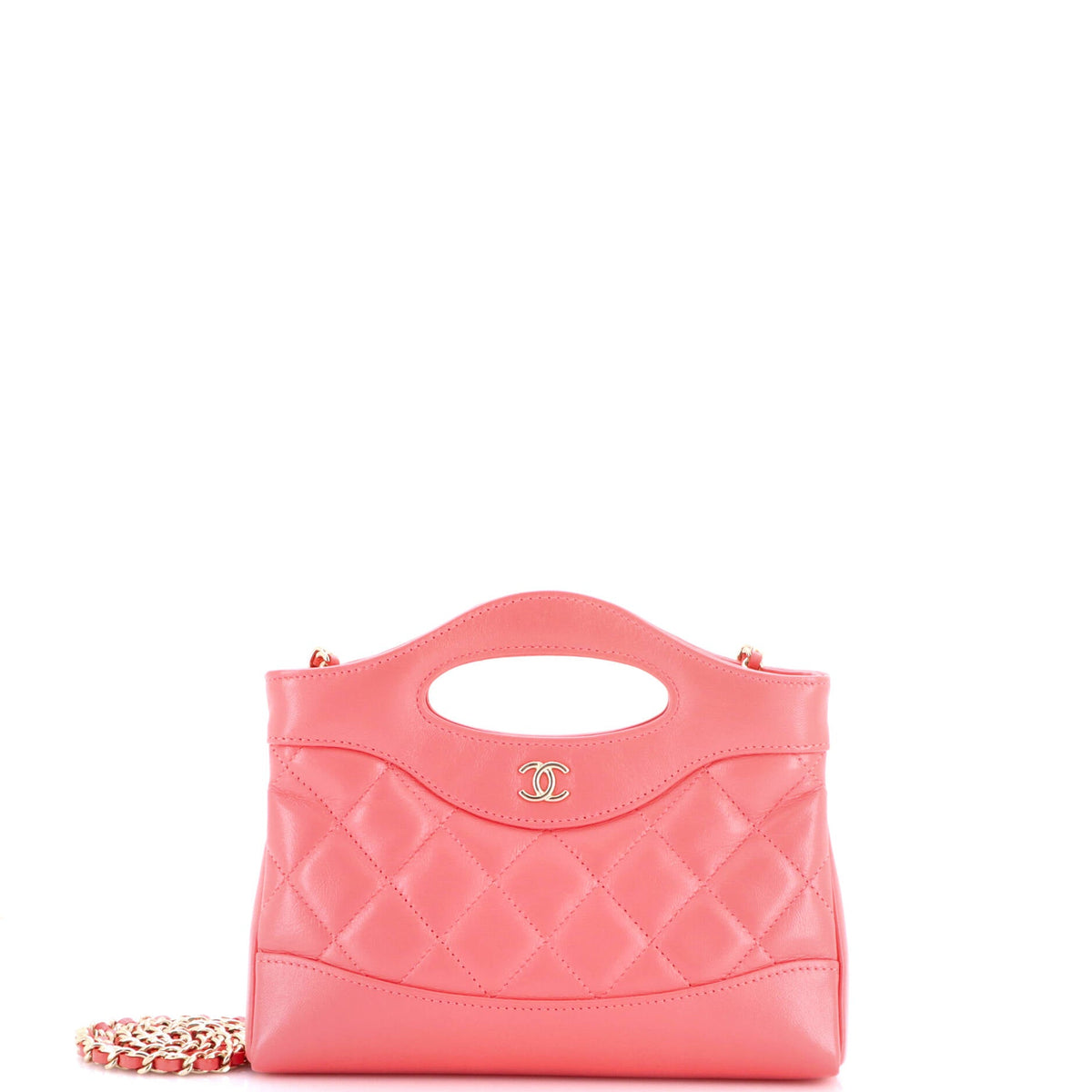 31 Shopping Bag Clutch with Chain Quilted Lambskin Small