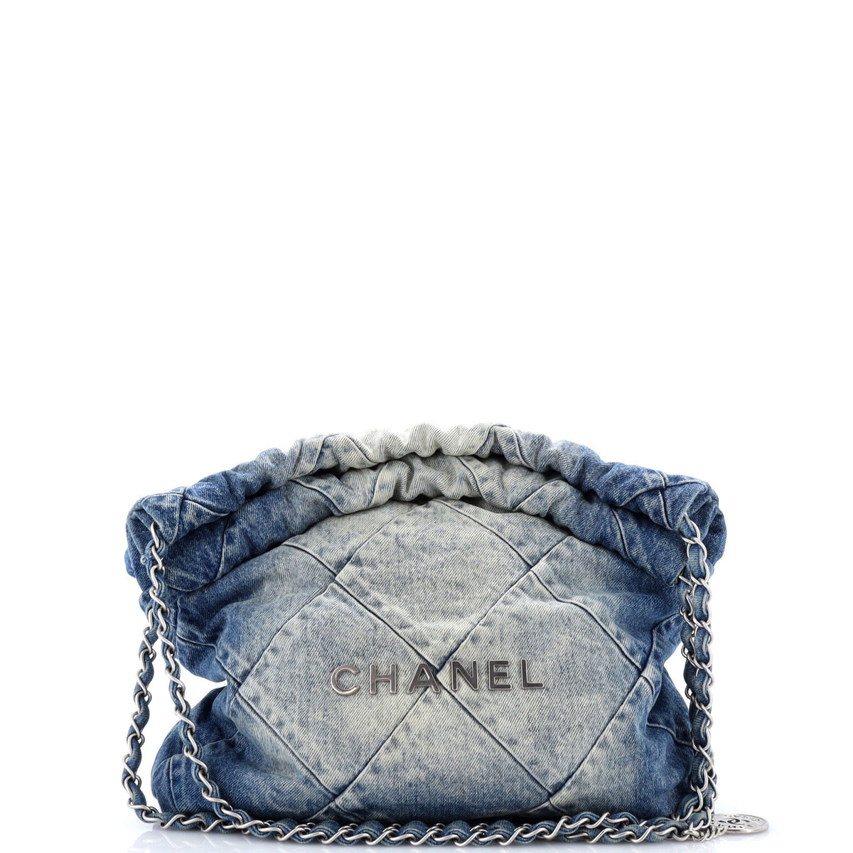 22 Chain Hobo Quilted Denim Small
