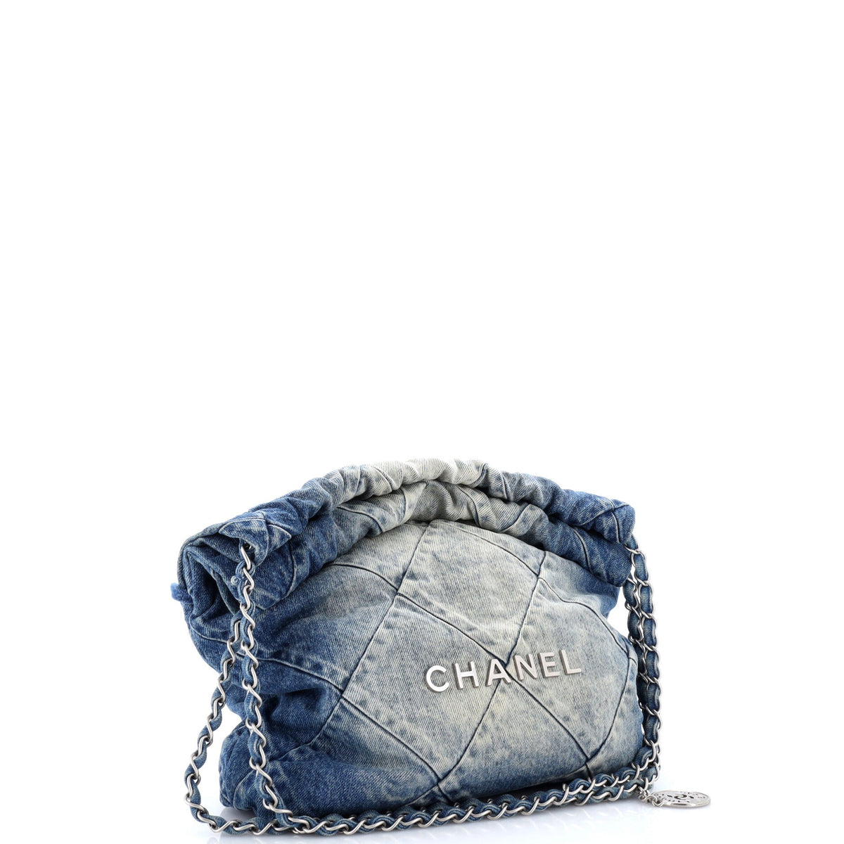 22 Chain Hobo Quilted Denim Small