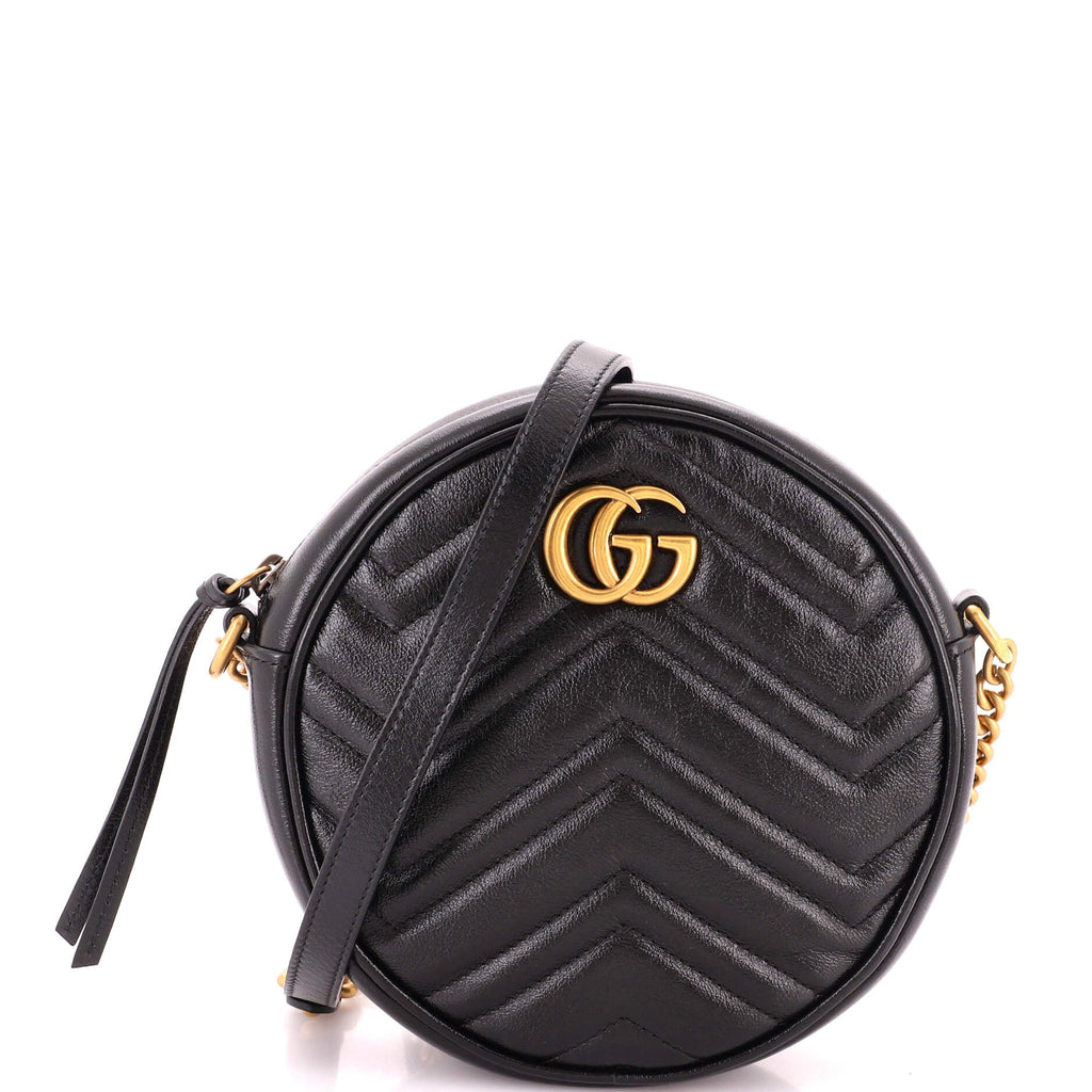 GG Marmont Round Shoulder Bag Matelasse Leather Mini