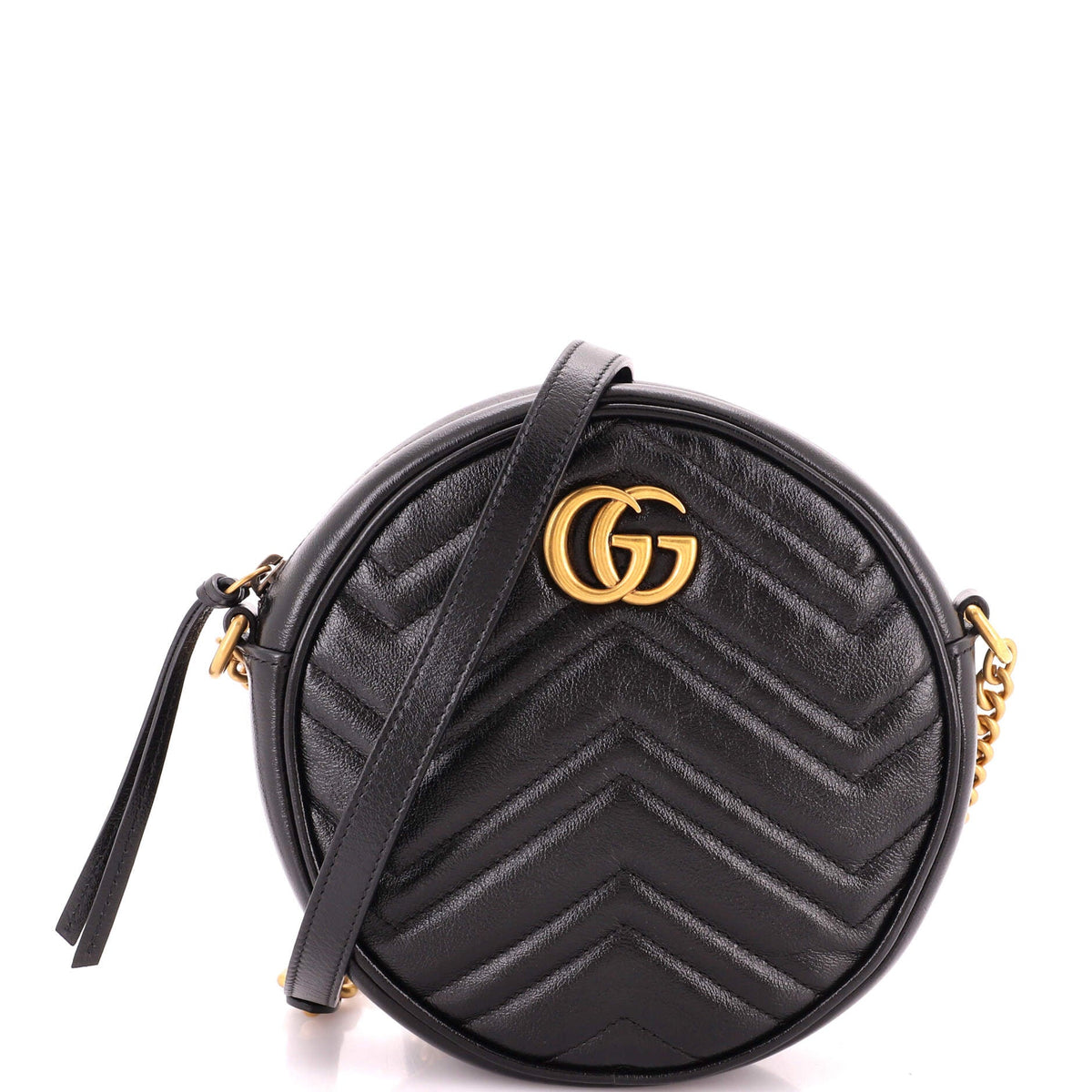 GG Marmont Round Shoulder Bag Matelasse Leather Mini