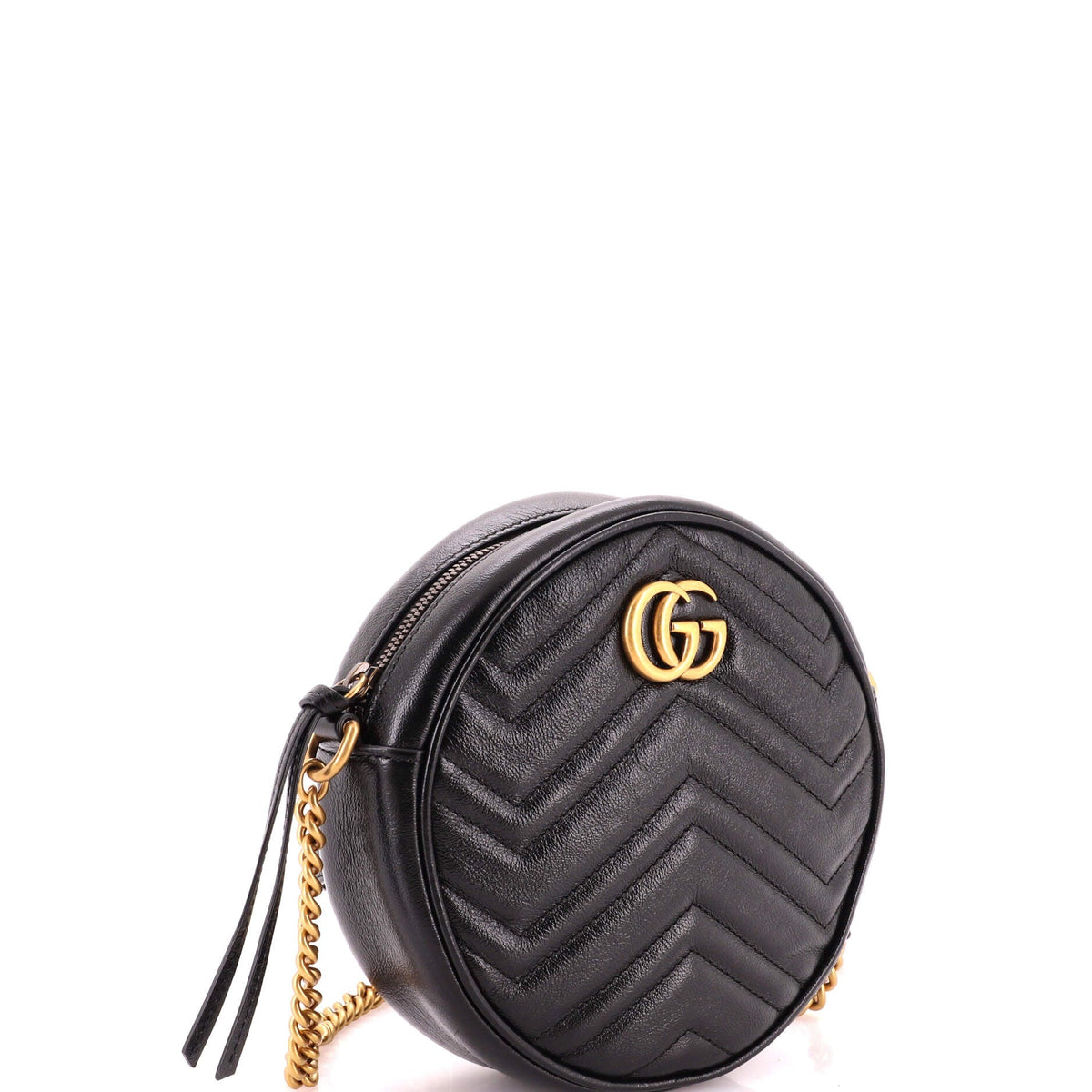 GG Marmont Round Shoulder Bag Matelasse Leather Mini