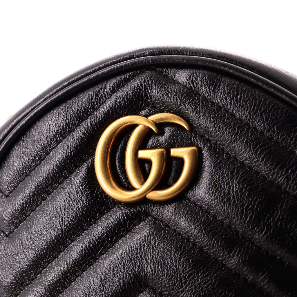 GG Marmont Round Shoulder Bag Matelasse Leather Mini