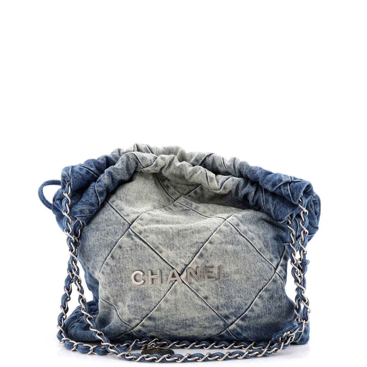 22 Chain Hobo Quilted Denim Small