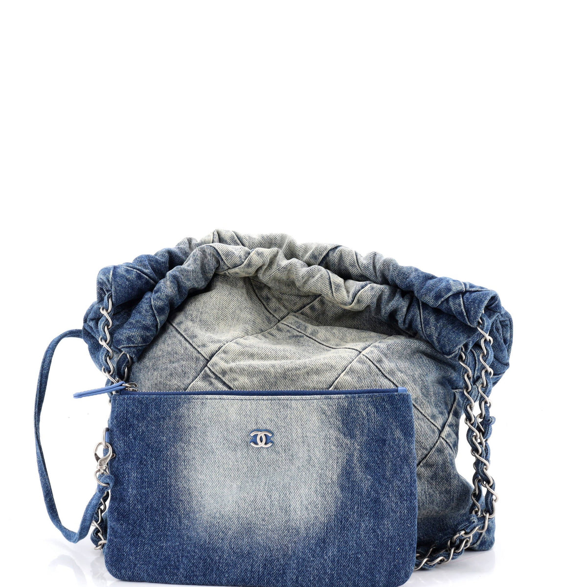 22 Chain Hobo Quilted Denim Small