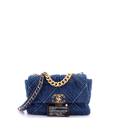 19 Flap Bag Quilted Denim Medium