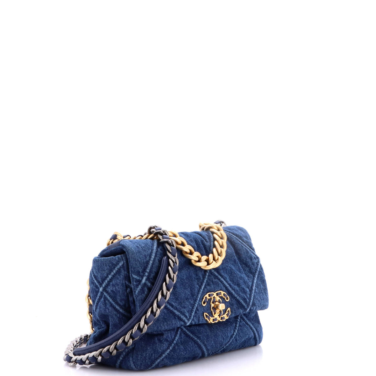 19 Flap Bag Quilted Denim Medium