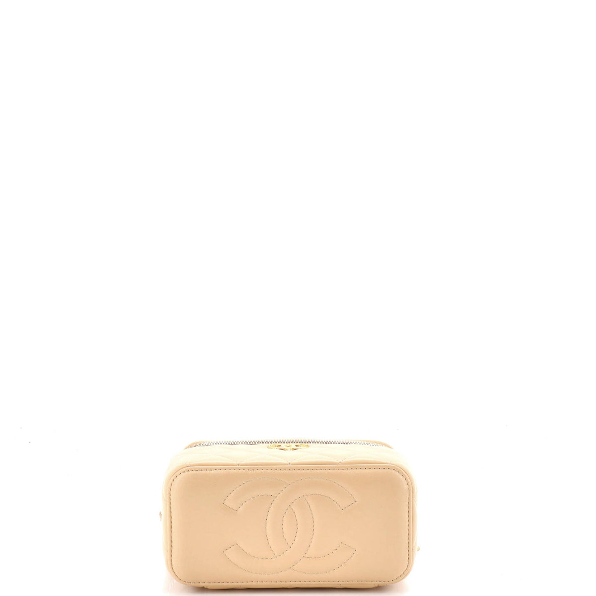 All Slide Long Vanity Case with Chain Quilted Lambskin Small
