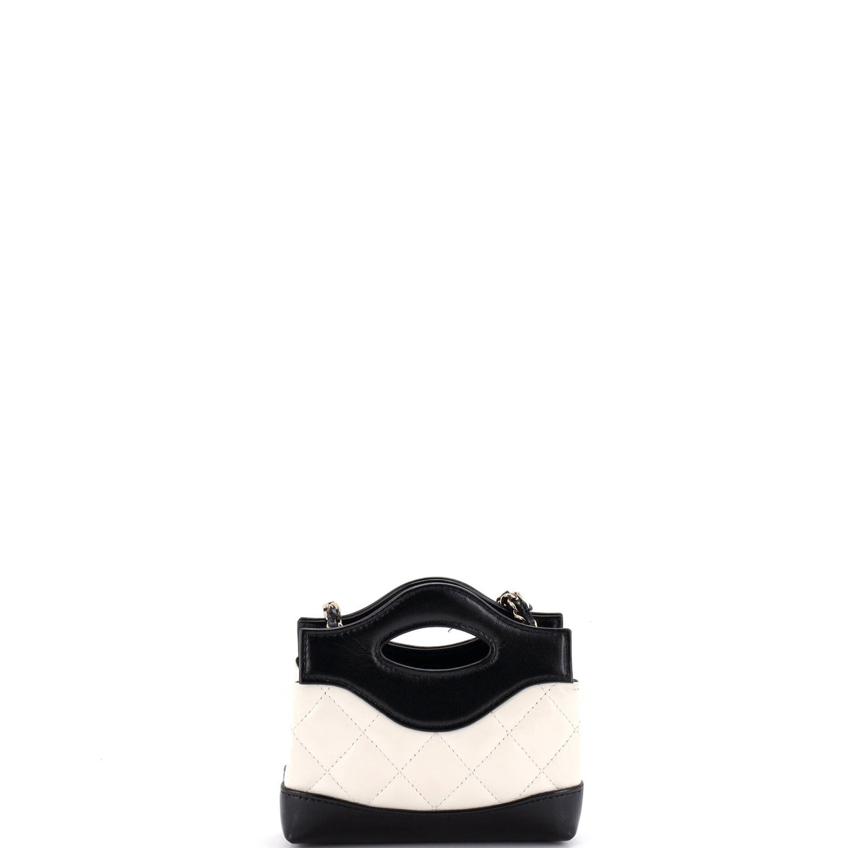 31 Shopping Bag Clutch with Chain Quilted Shiny Crumpled Calfskin Nano