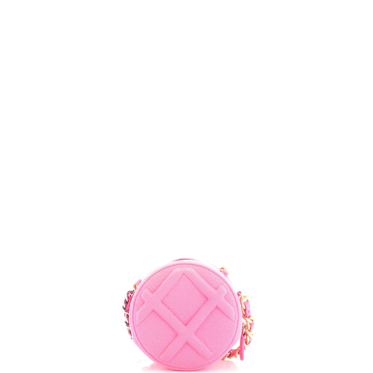 19 Round Clutch with Chain Quilted Jersey