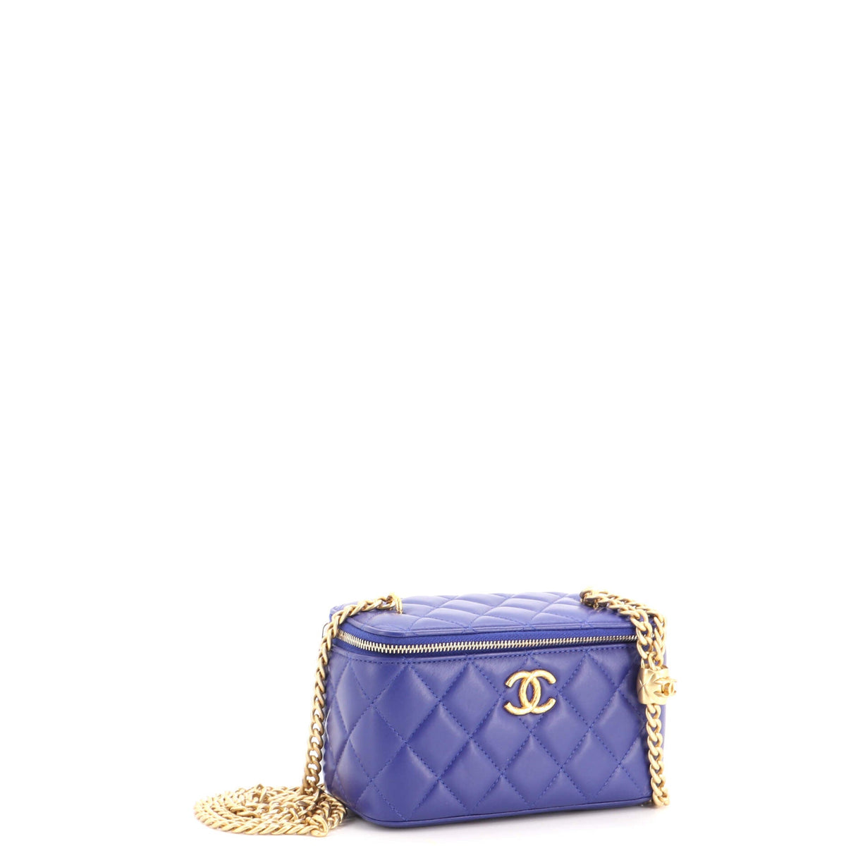 All Slide Long Vanity Case with Chain Quilted Lambskin Small