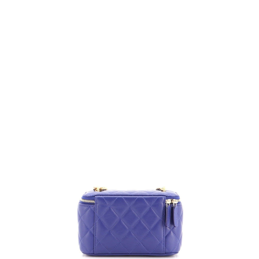 All Slide Long Vanity Case with Chain Quilted Lambskin Small