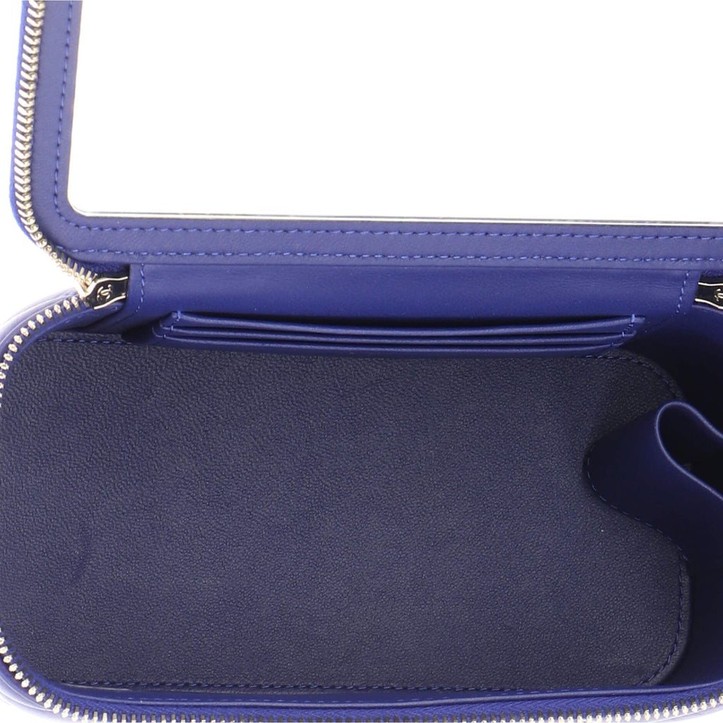 All Slide Long Vanity Case with Chain Quilted Lambskin Small