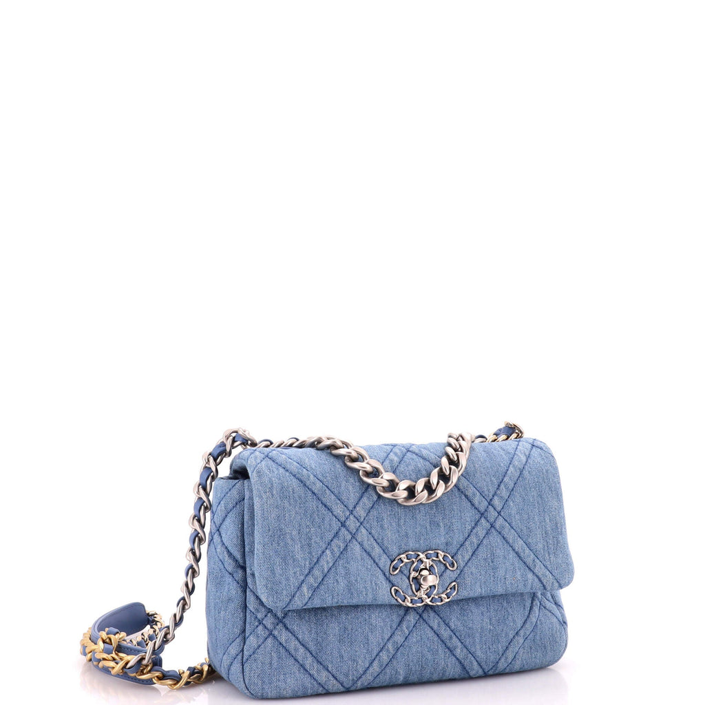19 Flap Bag Quilted Denim Medium