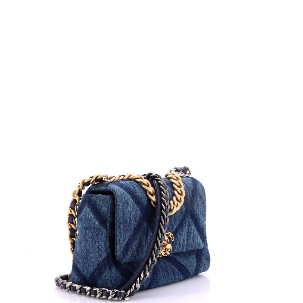 19 Flap Bag Quilted Denim Medium