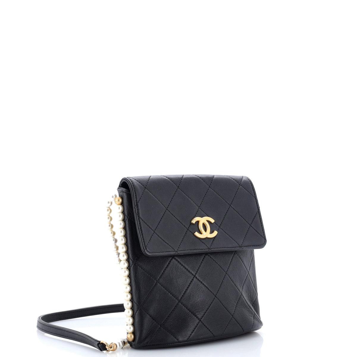 About Pearls Flap Hobo Quilted Calfskin Small