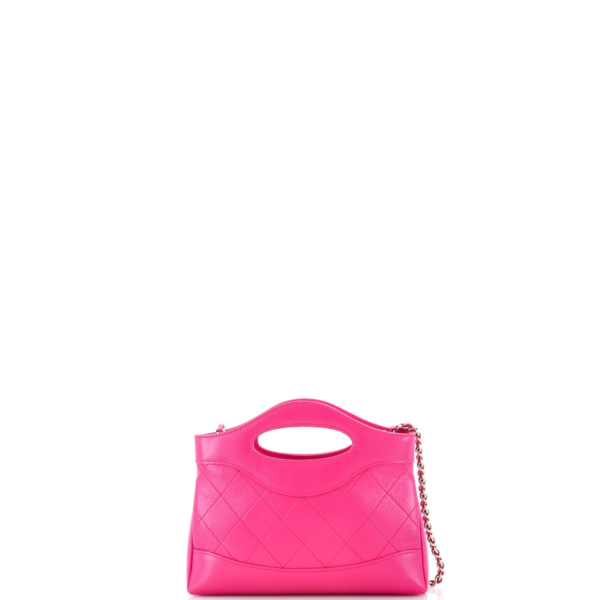 31 Shopping Bag Clutch with Chain Quilted Shiny Crumpled Calfskin Small