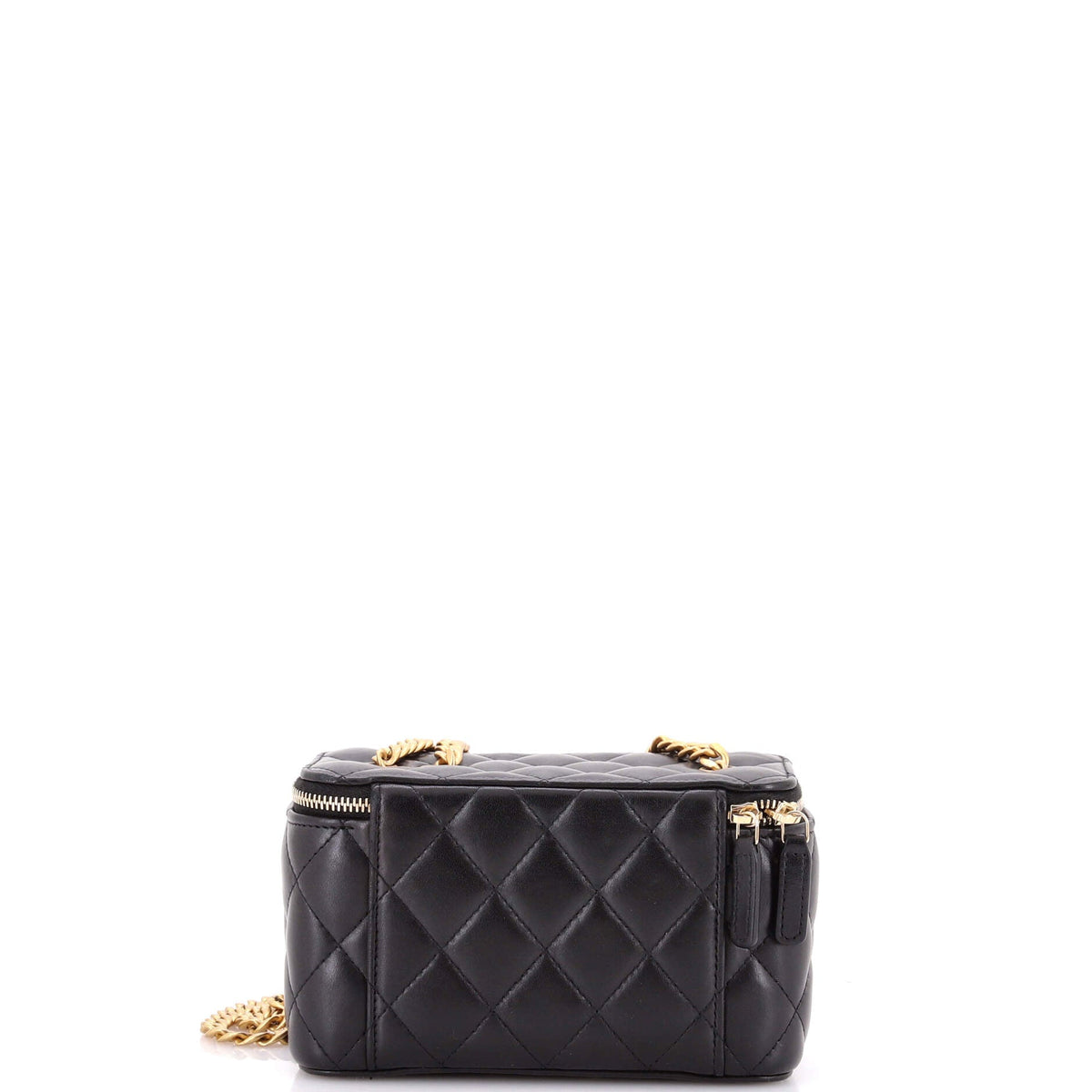 All Slide Long Vanity Case with Chain Quilted Lambskin Small