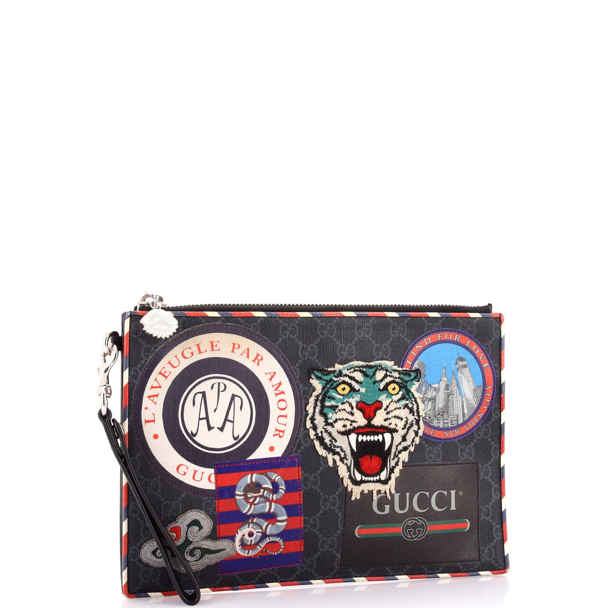 Night Courrier Pouch GG Coated Canvas with Applique