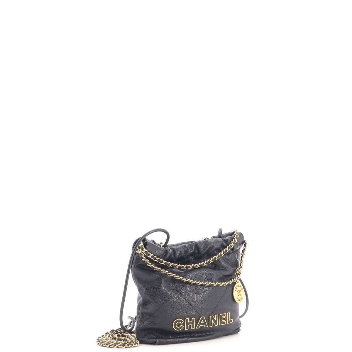 22 Chain Hobo Quilted Caviar Mini
