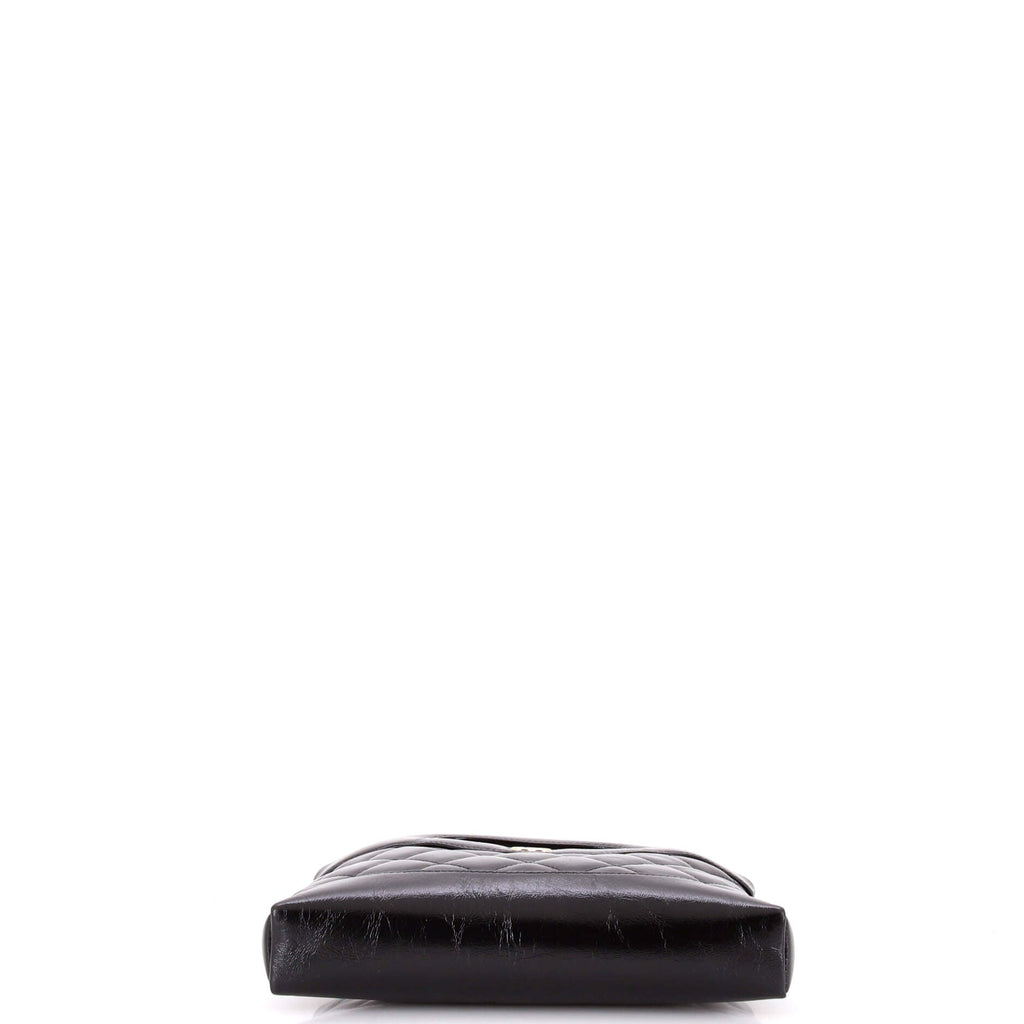 31 Shopping Bag Clutch with Chain Quilted Shiny Crumpled Calfskin Small