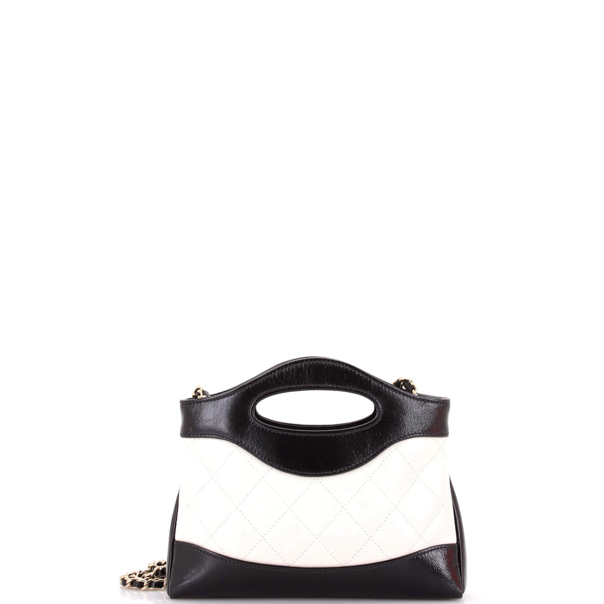 31 Shopping Bag Clutch with Chain Quilted Shiny Crumpled Calfskin Small