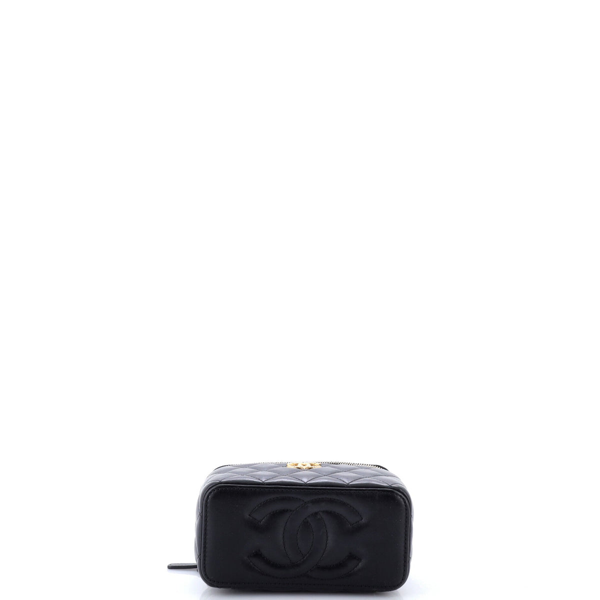 All Slide Long Vanity Case with Chain Quilted Lambskin Small