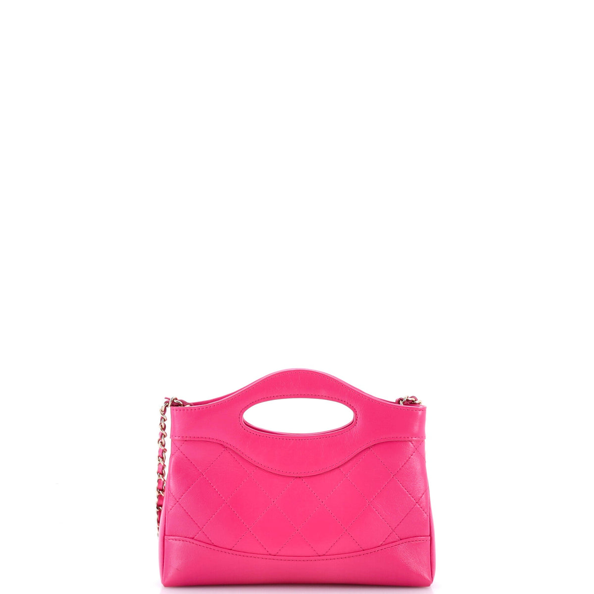 31 Shopping Bag Clutch with Chain Quilted Shiny Crumpled Calfskin Small
