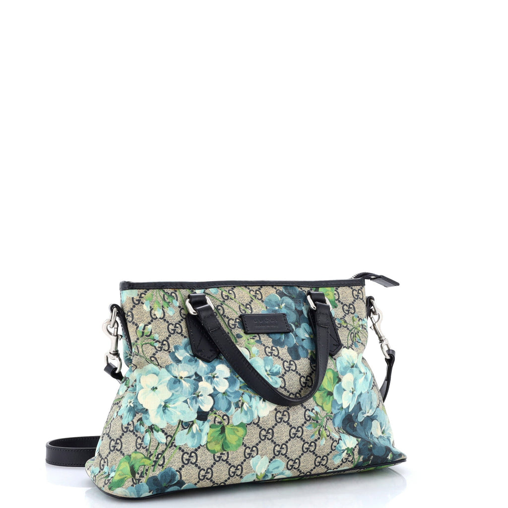Convertible Zip Tote Blooms Print GG Coated Canvas Medium