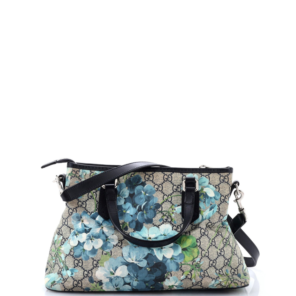Convertible Zip Tote Blooms Print GG Coated Canvas Medium