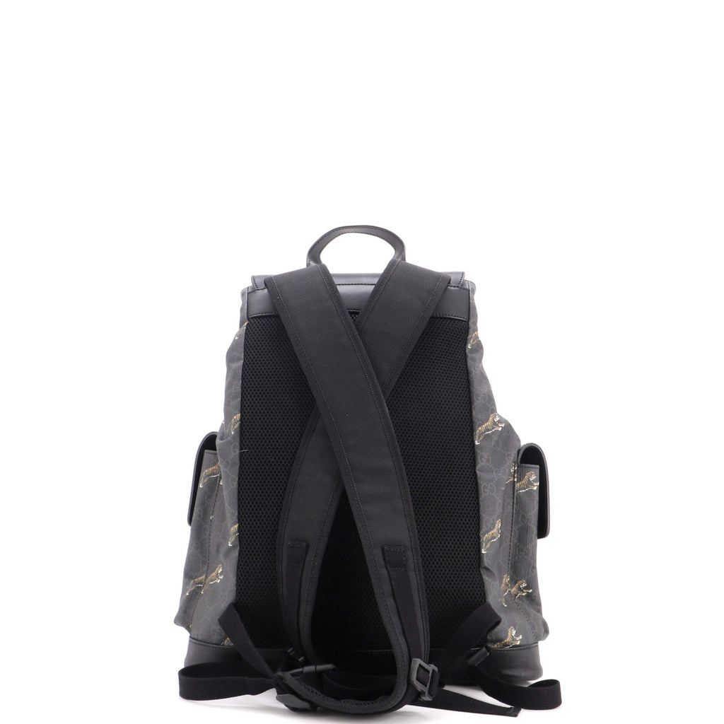 Double Pocket Buckle Backpack Printed GG Coated Canvas Large
