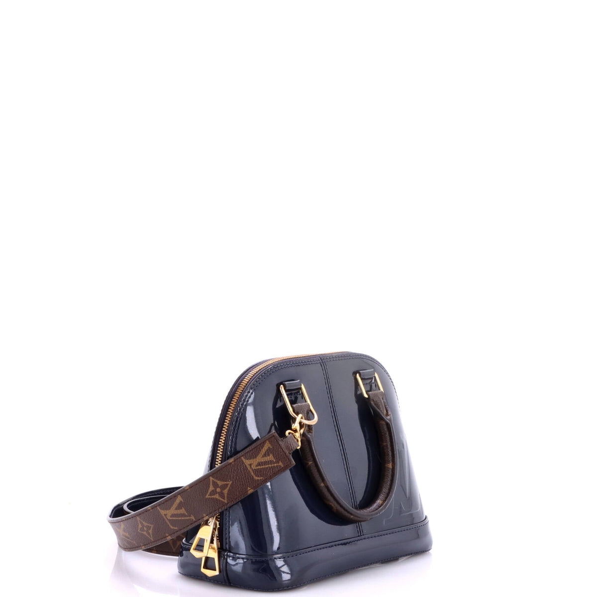 Alma Handbag Vernis with Monogram Canvas BB