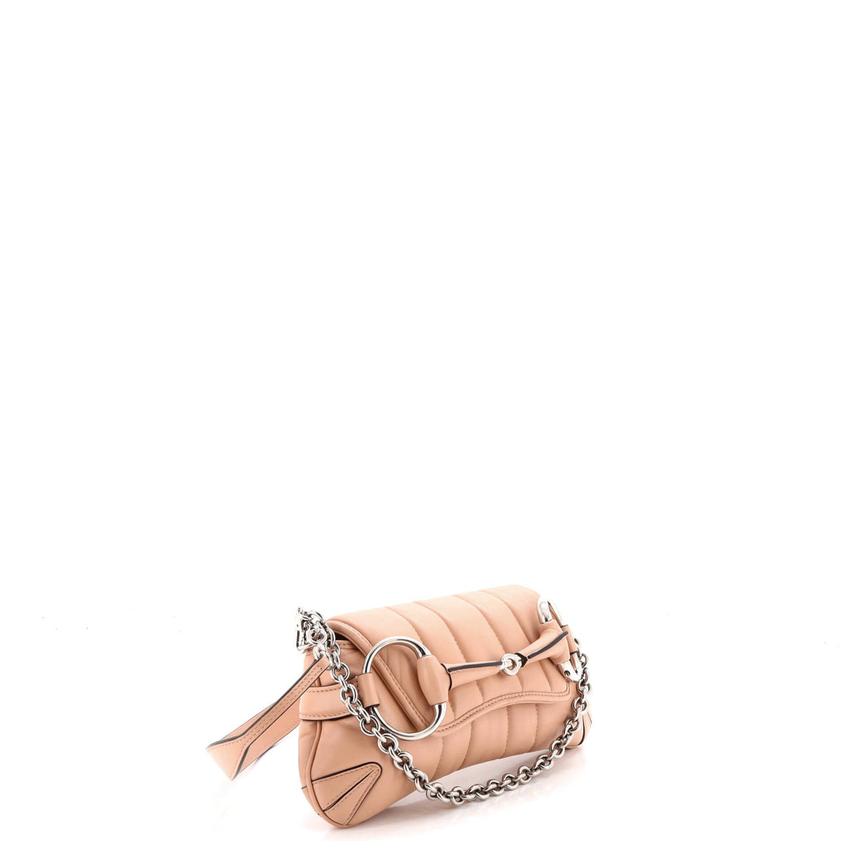 Horsebit Chain Shoulder Bag Vertical Quilted Leather Small