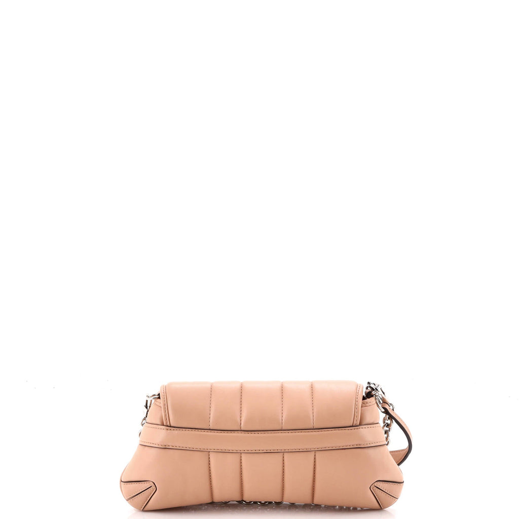 Horsebit Chain Shoulder Bag Vertical Quilted Leather Small
