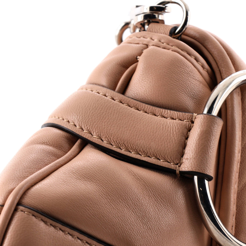 Horsebit Chain Shoulder Bag Vertical Quilted Leather Small