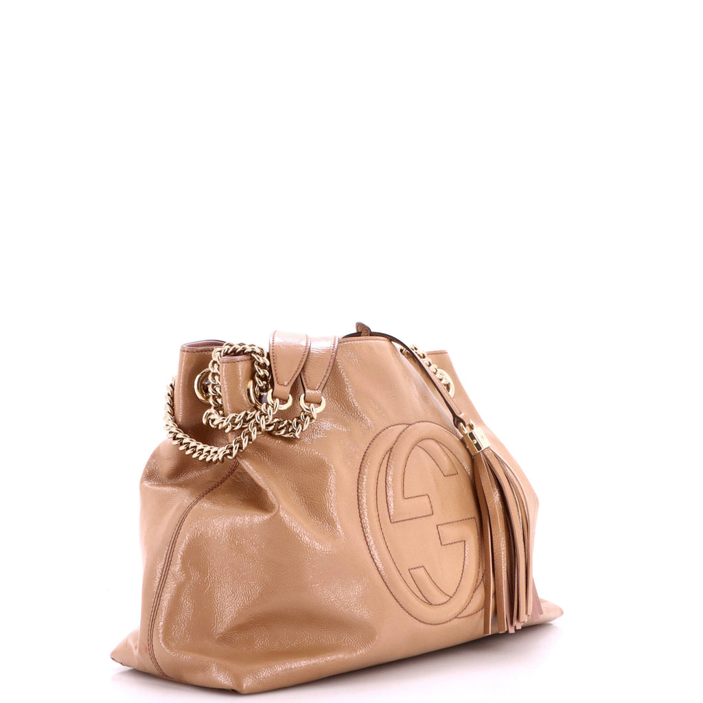 Soho Chain Strap Shoulder Bag Patent Medium