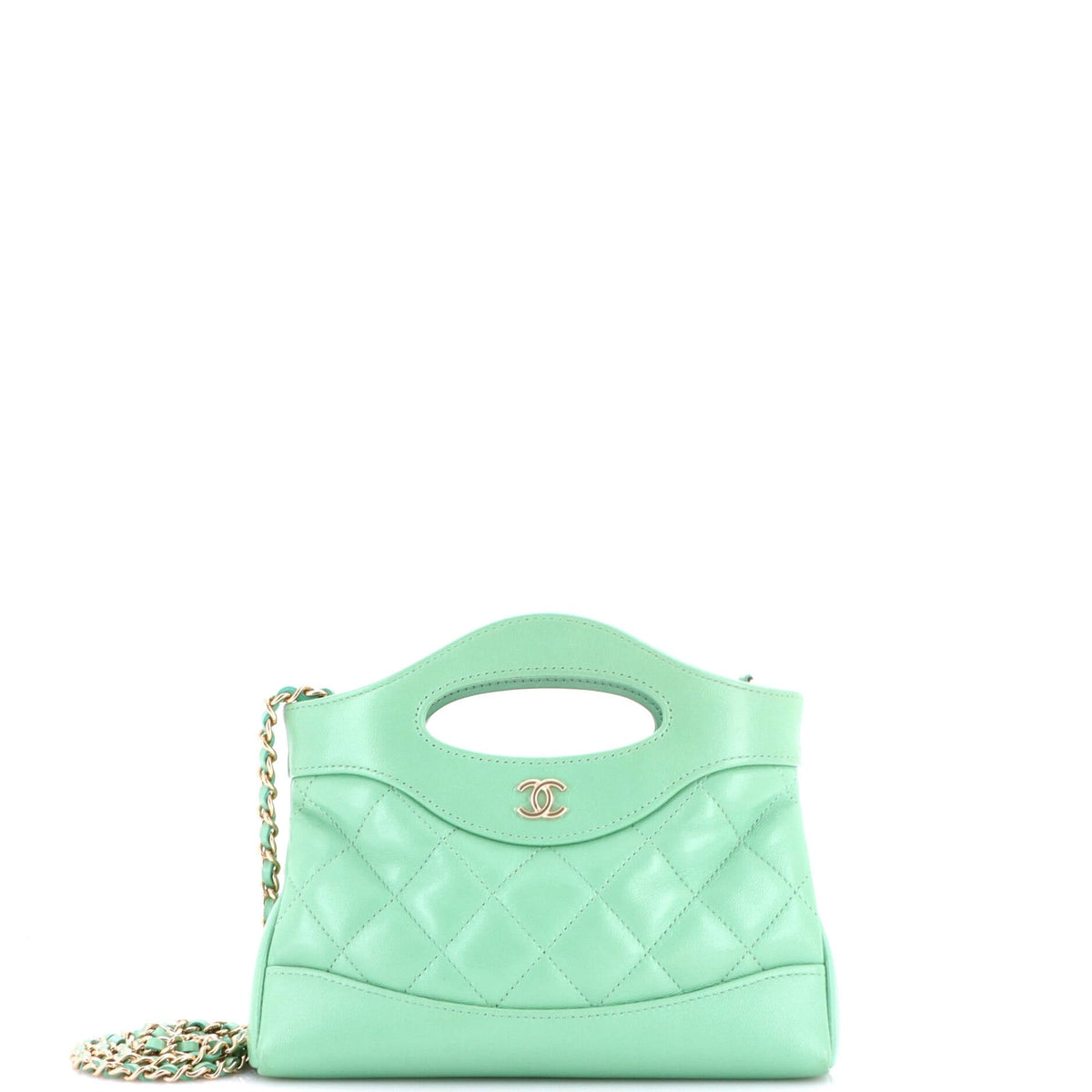 31 Shopping Bag Clutch with Chain Quilted Lambskin Small