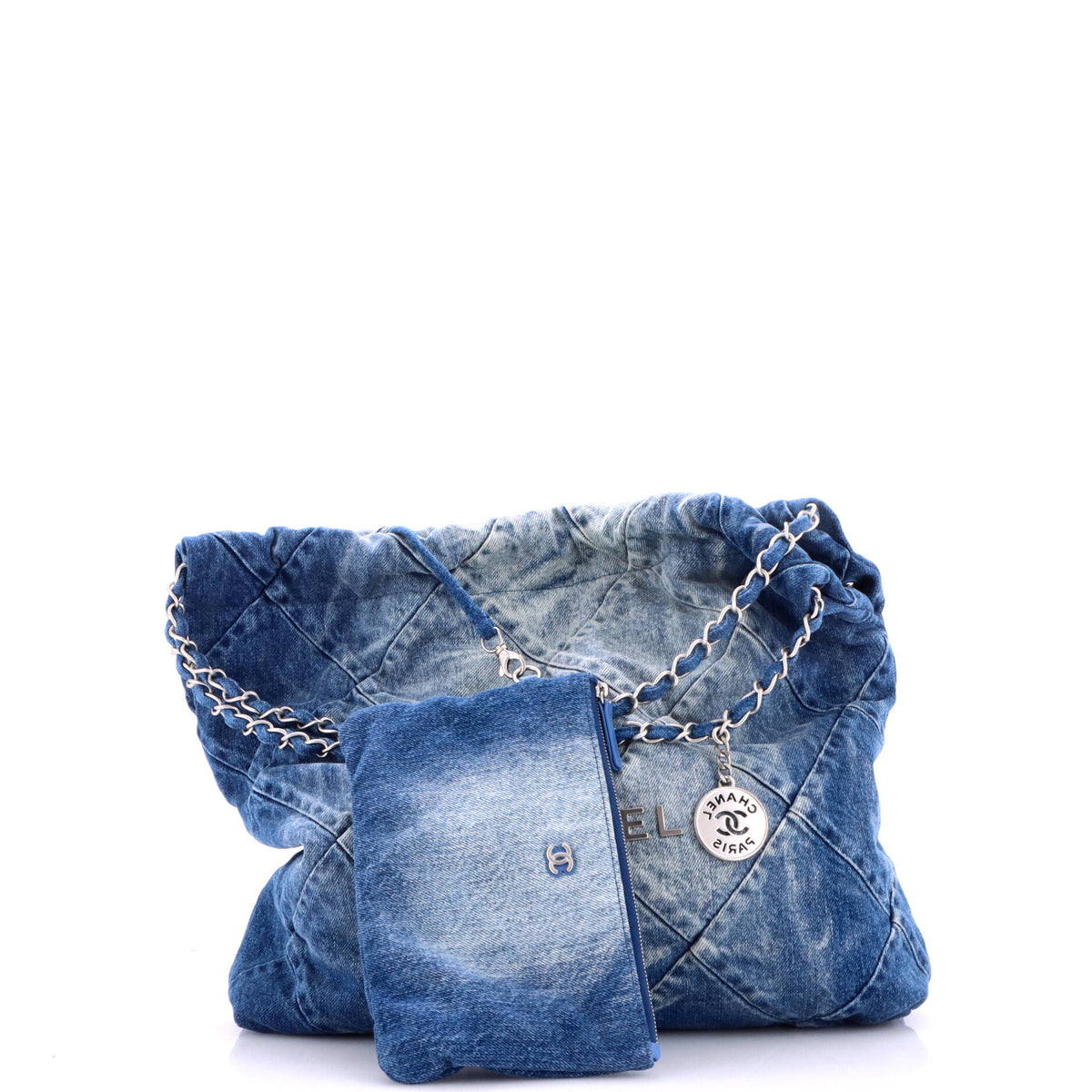 22 Chain Hobo Quilted Denim Medium
