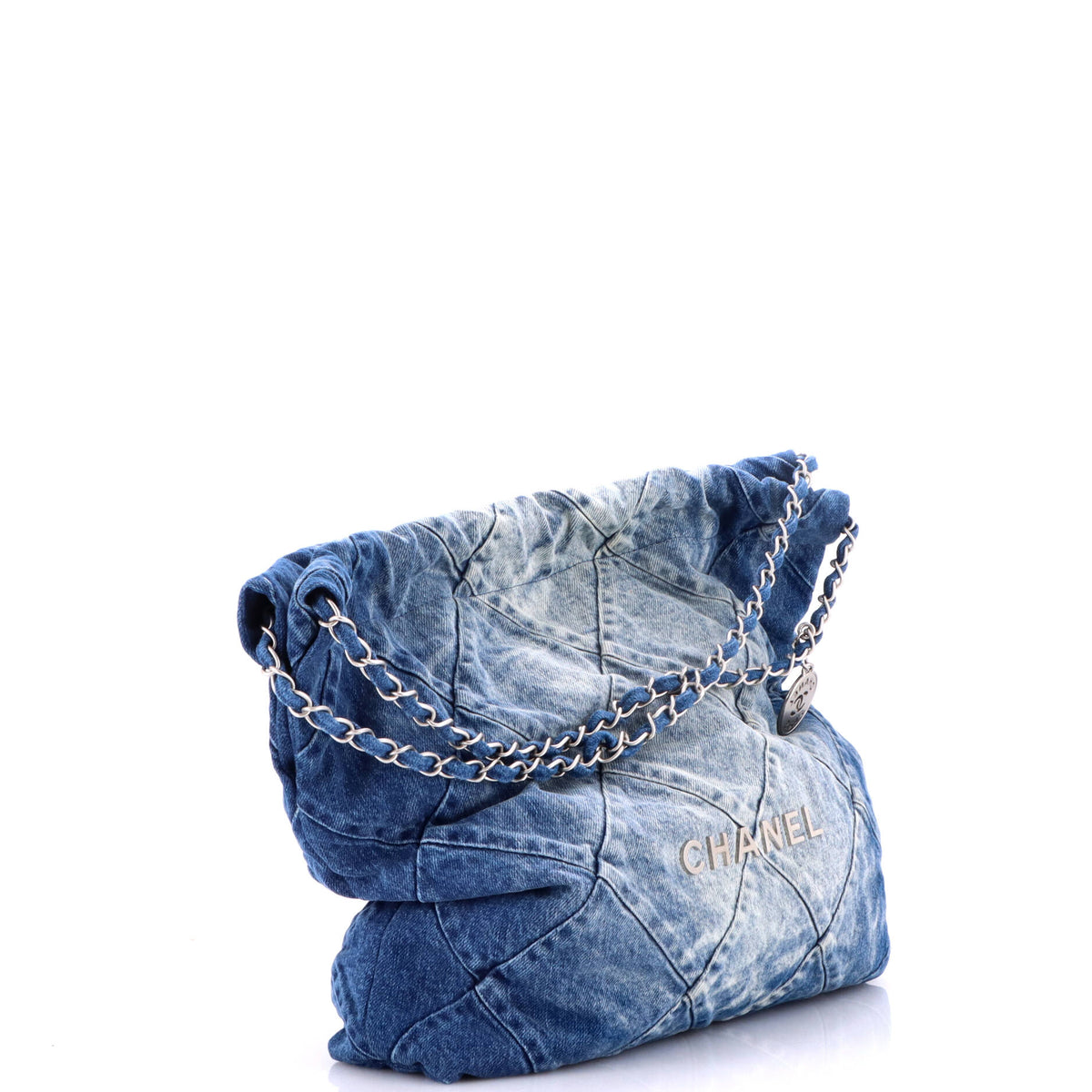 22 Chain Hobo Quilted Denim Medium