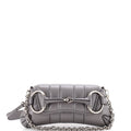 Horsebit Chain Shoulder Bag Vertical Quilted Leather Small