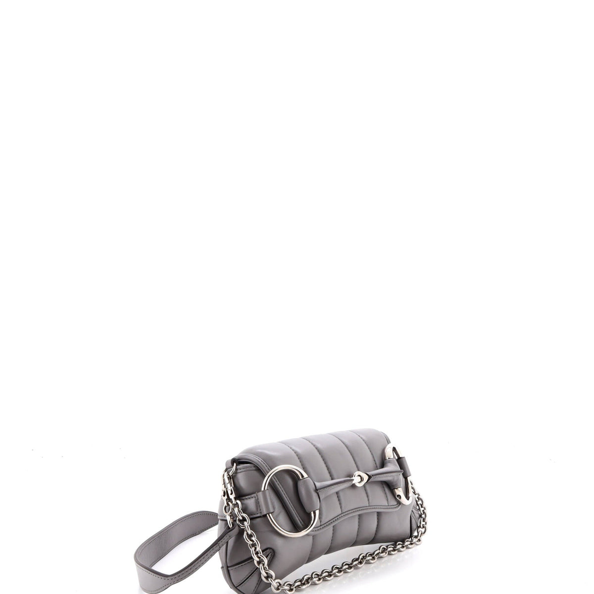 Horsebit Chain Shoulder Bag Vertical Quilted Leather Small