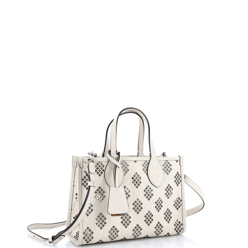Convertible Tote GG Debossed Laser Cut Leather Small