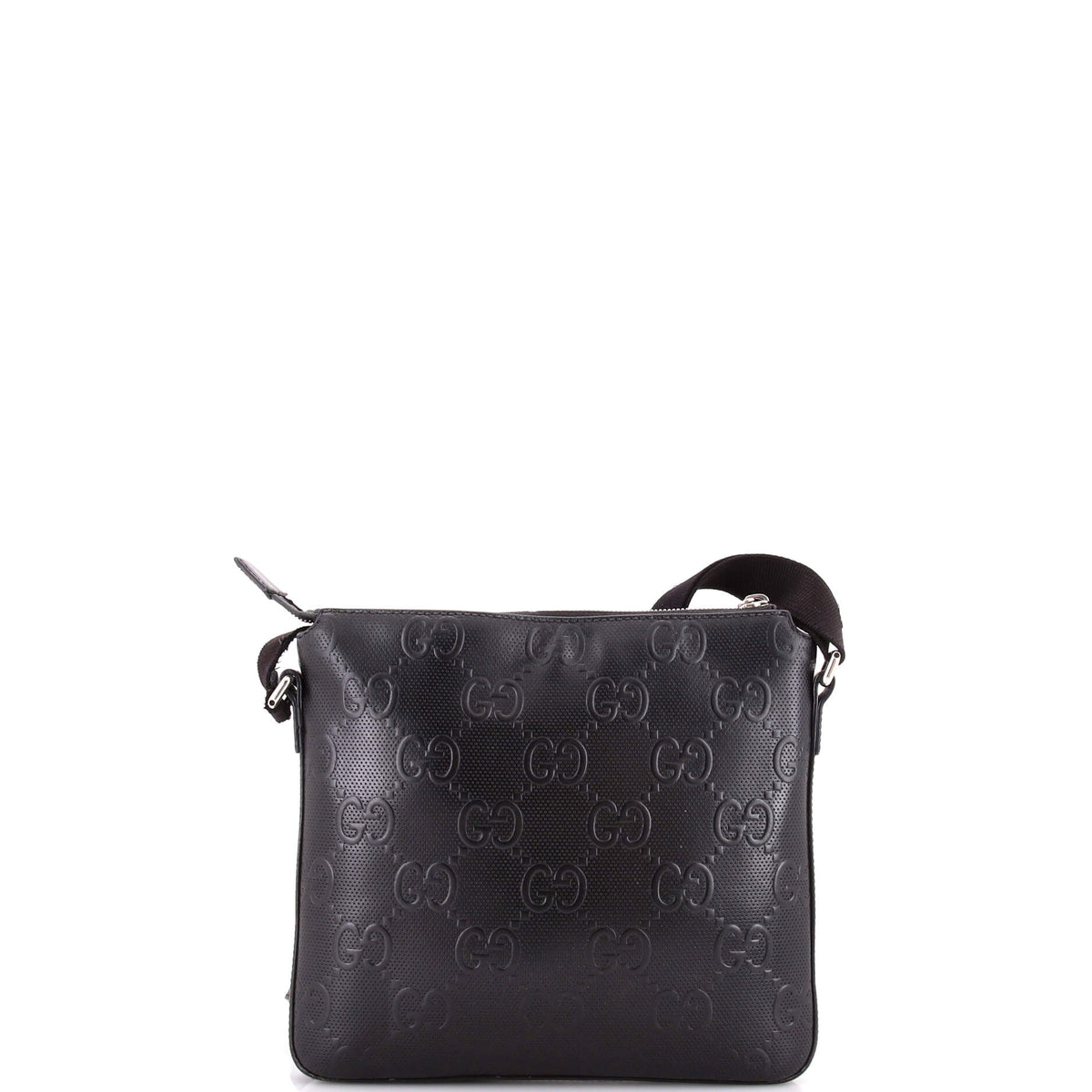 Front Zip Messenger GG Embossed Perforated Leather Small