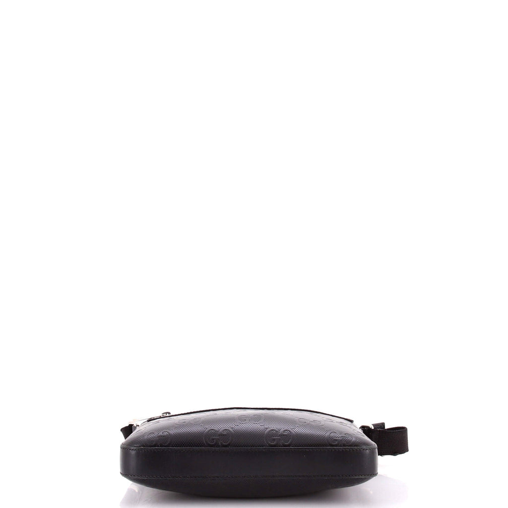 Front Zip Messenger GG Embossed Perforated Leather Small