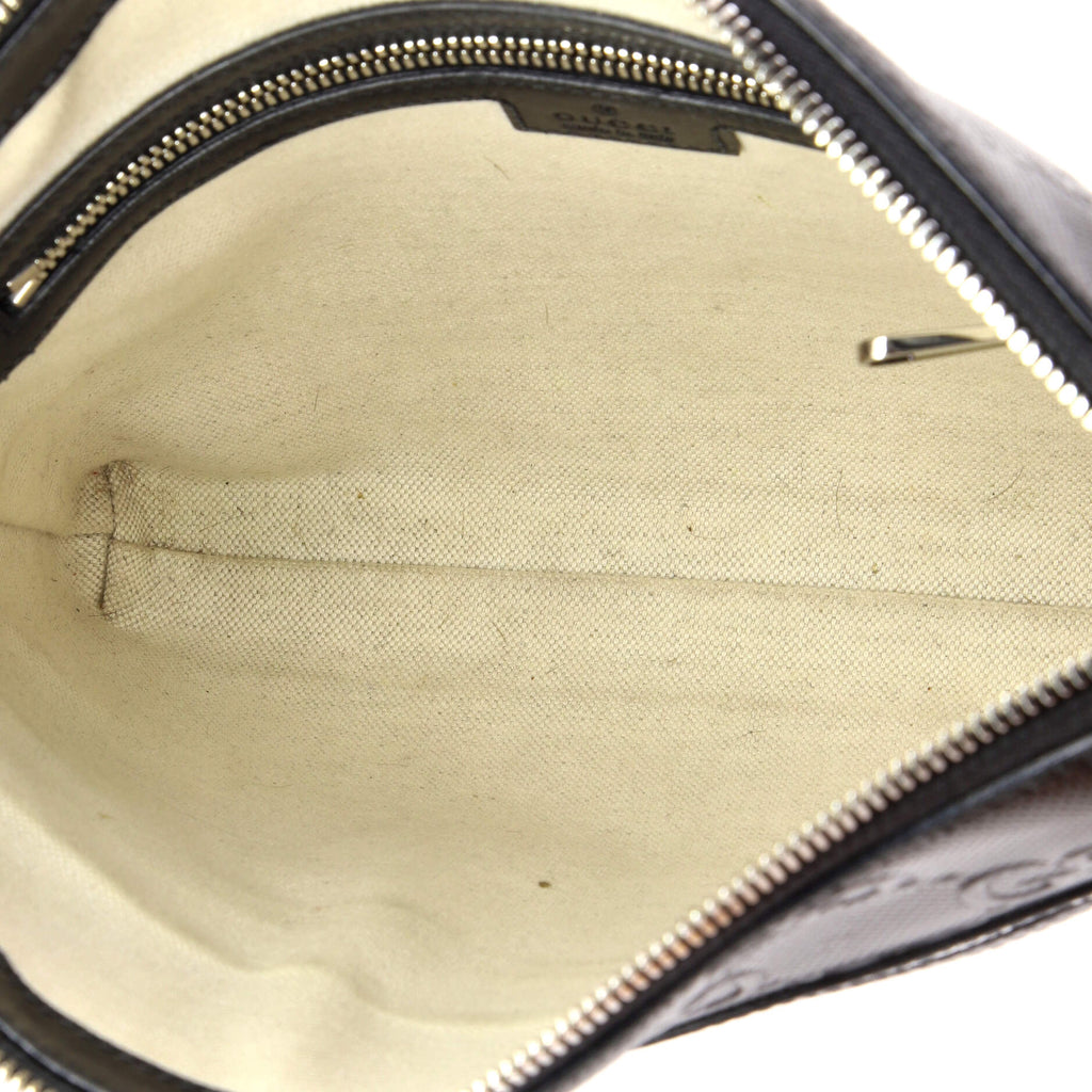 Front Zip Messenger GG Embossed Perforated Leather Small