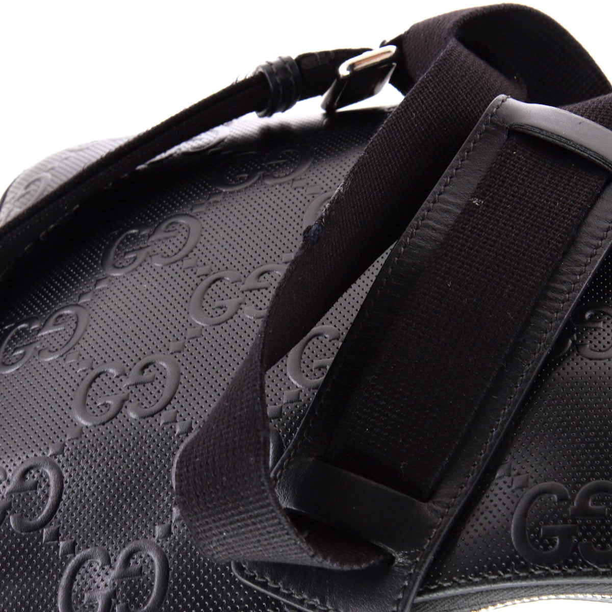 Front Zip Messenger GG Embossed Perforated Leather Small