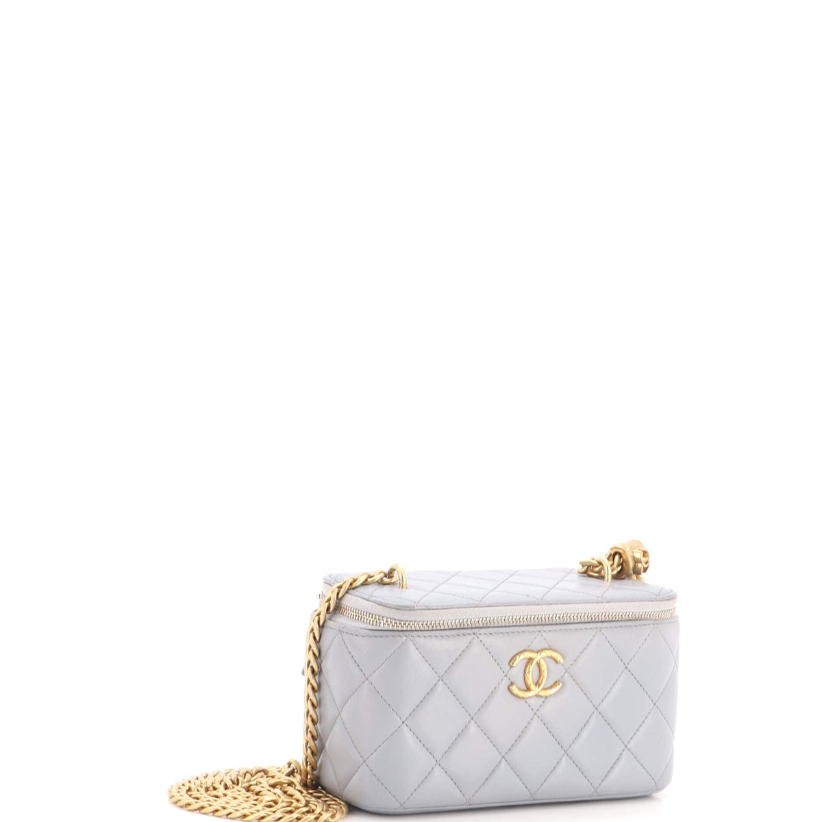 All Slide Long Vanity Case with Chain Quilted Lambskin Small