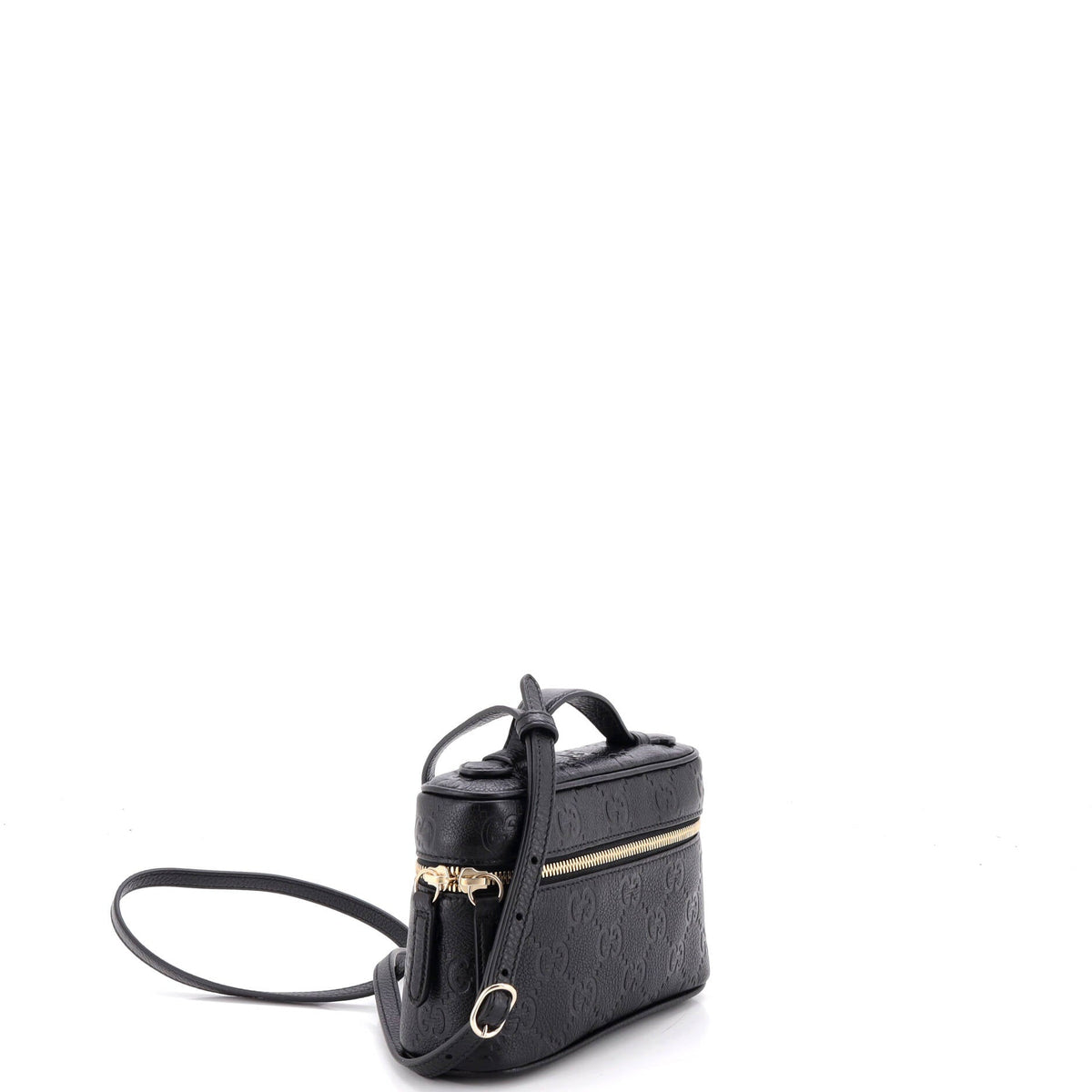 Emblem Top Handle Vanity Bag GG Embossed Leather Small