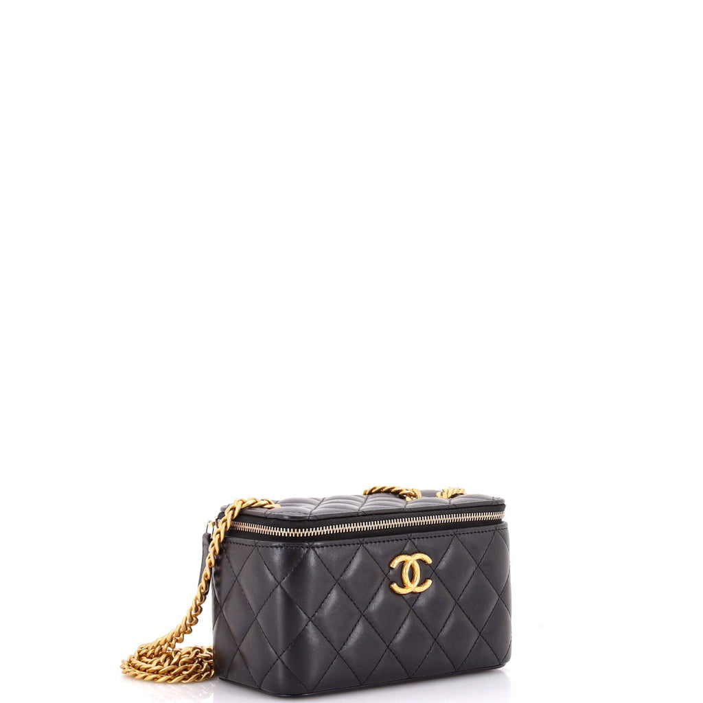 All Slide Long Vanity Case with Chain Quilted Lambskin Small
