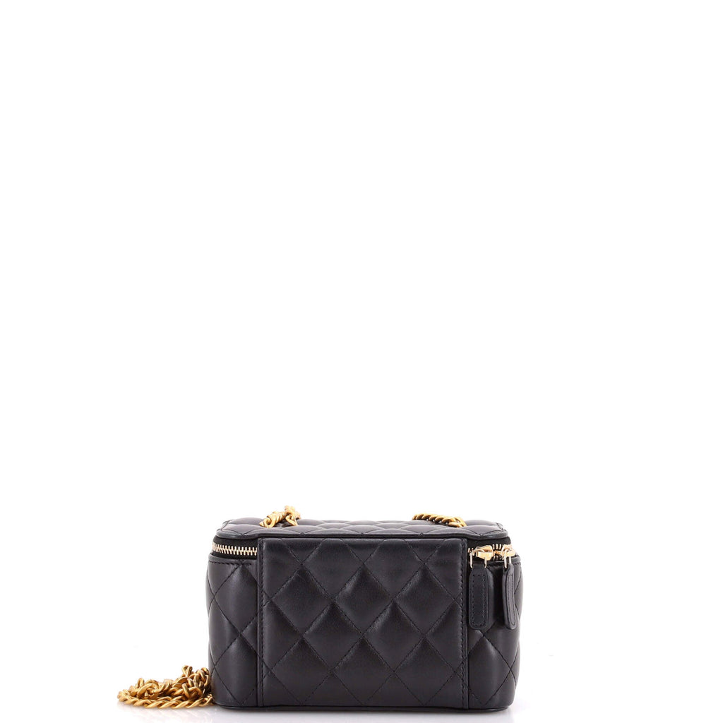 All Slide Long Vanity Case with Chain Quilted Lambskin Small